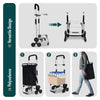 Aluminium Einkaufstrolley Treppensteiger, Trolly Einkaufswagen Klappbar, mit 6 Räder und Kühlfach, Wasserdicht, 50L, Schwarz - vuunot.com