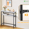 Schmaler Konsolentisch mit 2 Ablagen, Flurtisch aus Metall und MDF, Industrie-design 75×24×75 cm, Weiß - vuunot.com