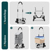 Aluminium Einkaufstrolley Treppensteiger, Trolly Einkaufswagen Klappbar, 6 Räder, Wasserdicht Oxford, 45L, Grau - vuunot.com