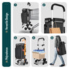 Aluminium Einkaufstrolley Treppensteiger, Trolly Einkaufswagen Klappbar mit Haken 6 Räder, Schwarz - vuunot.com