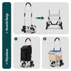 Aluminium Einkaufstrolley Treppensteiger, Trolly Einkaufswagen Klappbar, 6 Räder, Wasserdicht Oxford, 45L, Schwarz - vuunot.com