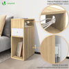 Nachttisch Schmal, Beistelltisch mit 2 offenem Fach & 1 Schublade, 25x30x66cm Natur - vuunot.com