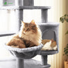 Katzenbaum 168cm, mehrstöckiger Katzenmöbel XXL, mit Korb Hängematte, Plüschbälle, Dicke stämme, Kletterbaum für Katzen, Grau - vuunot.com