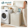 Wäschekorb 3 Fächer 170L, Wäschesammler mit Deckel  Beige - vuunot.com