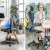 Bürostuhl ergonomisch, Schreibtischstuhl mit Einstellbarer Kopfstütze Grau - vuunot.com