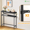 Schmaler Konsolentisch mit 2 Ablagen, Flurtisch aus Metall und MDF, Industrie-design 75×24×75 cm, Schwarz - vuunot.com