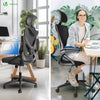 Bürostuhl ergonomisch, Schreibtischstuhl mit Einstellbarer Kopfstütze Schwarz - vuunot.com