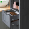 Badezimmerschrank Hoch mit 2 Türen und 1 Schublade, Badschrank Schmal, Badezimmer Hochschrank, 20x20x180cm, Grau - vuunot.com