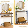 Schmaler Konsolentisch mit 2 Ablagen, Flurtisch aus Metall und MDF, Industrie-design 75×24×75 cm, Braun - vuunot.com