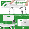 Duschstuhl mit Rückenlehne, ergonomischer Duschhocker für Senioren, höhenverstellbar 70–83cm, Weiß - vuunot.com