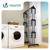 4 Ebenen Wäscheständer Turm mit Rollen 126x63x170 cm Schwarz-Grau - vuunot.com