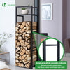 Verstellbare Kaminholzregal 45 x 32 x 170 cm, 3 Größen Einstellbar, mit integrierter Ablage ,Schwarz - vuunot.com