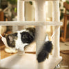 Katzenbaum 168cm, mehrstöckiger Katzenmöbel XXL, mit Korb Hängematte, Plüschbälle, Dicke stämme, Kletterbaum für Katzen, Beige - vuunot.com