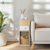 Nachttisch Schmal, Beistelltisch mit 2 offenem Fach & 1 Schublade, 25x30x66cm Natur - vuunot.com