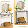 Schmaler Konsolentisch mit 2 Ablagen, Flurtisch aus Metall und MDF, Industrie-design 75×24×75 cm, Weiß - vuunot.com