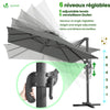 Ampelschirm  300 cm , Sonnenschirmmit Abdeckung, 360° Drehbar & 6 Neigbar, Grau - vuunot.com