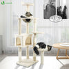 Kratzbaum Groß für Katzen, Katzenbaum mit Sisalstamm, 138cm, Beige - vuunot.com