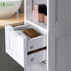 Badezimmerschrank Hoch mit 2 Türen und 1 Schublade, Badschrank Schmal, Badezimmer Hochschrank, 20x20x180cm, Weiss - vuunot.com