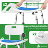 Duschstuhl mit Rückenlehne, ergonomischer Duschhocker für Senioren, höhenverstellbar 70–83cm, Blau - vuunot.com