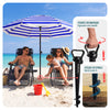 Sonnenschirm Strandschirm 200cm mit Tragetasche und Bodenanker Blau-weiße Streifen - vuunot.com