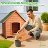 Hundehütte Outdoor aus Holz, mit Bitumendach, abnehmbarem Boden, rutschfest, Naturfarben - vuunot.com