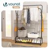 Metall Doppelt Kleiderständer mit 2-lagigem Schuhregal & 4 Haken 108x35x145cm Schwarz - vuunot.com