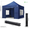 Pavillon 3x3m, Wasserdichter Faltpavillon, Faltbar Partyzelt mit 4 Seitenteilen, 4 Sandsäcke, Blau - vuunot.com