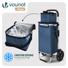 2 Räder Einkaufstrolley Klappbar mit 50L Wasserdichter & Kühlfach, Marineblau - vuunot.com