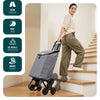Einkaufstrolley Treppensteiger, Hackenporsche Einkaufswagen mit 3 Räder, Wasserdichter, 32L, Grau - vuunot.com
