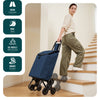 2 in 1 Einkaufstrolley Klappbar Treppensteiger Marineblau - vuunot.com