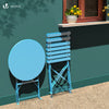 Bistroset 3-teilig, Klappbar Bistrotisch mit 2 Stühlen, Gartenmöbel Set Balkonset Gartengarnitur, Sitzgruppe Metall, Bistro Set Outdoor, Blau - vuunot.com