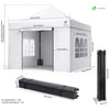 Pavillon 3x3m, Wasserdichter Faltpavillon, Faltbar Partyzelt mit 4 Seitenteilen, 4 Sandsäcke, Weiß - vuunot.com