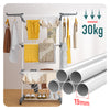 4 Ebenen Wäscheständer Turm mit Rollen 126x63x170 cm Grau-Weiß - vuunot.com