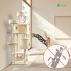 Katzenbaum 168cm, mehrstöckiger Katzenmöbel XXL, mit Korb Hängematte, Plüschbälle, Dicke stämme, Kletterbaum für Katzen, Beige - vuunot.com