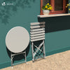 Bistroset 3-teilig, Klappbar Bistrotisch mit 2 Stühlen, Gartenmöbel Set Balkonset Gartengarnitur, Sitzgruppe Metall, Bistro Set Outdoor, Weiß - vuunot.com