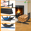 Metall Kaminholzregal, U-förmiges Brennholzregal mit stabiler Basis und Sicherheitsgurt 41 x 37 x 39.5 cm, Schwarz - vuunot.com