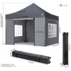 Pavillon 3x3m, Wasserdichter Faltpavillon, Faltbar Partyzelt mit 4 Seitenteilen, 4 Sandsäcke, Grau - vuunot.com