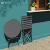 Bistroset 3-teilig, Klappbar Bistrotisch mit 2 Stühlen, Gartenmöbel Set Balkonset Gartengarnitur, Sitzgruppe Metall, Bistro Set Outdoor, Grau - vuunot.com