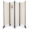 Paravent Raumteiler 4 Teilig auf Rollen Freistehend 228 x 30 x 164 cm Beige - vuunot.com