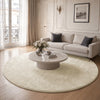 Weicher Kurzflor Teppich Wohnzimmer mit Antirutschmatte ф200 cm Beige - vuunot.com