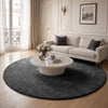 Weicher Kurzflor Teppich Wohnzimmer mit Antirutschmatte ф200 cm Anthrazit - vuunot.com