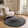 Weicher Kurzflor Teppich Wohnzimmer mit Antirutschmatte ф120 cm Anthrazit - vuunot.com