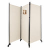 Paravent Raumteiler 3 Teilig auf Rollen Freistehend 262 x 30 x 173 cm Beige - vuunot.com