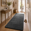 Weicher Kurzflor Teppich Wohnzimmer mit Antirutschmatte 80x200 cm Anthrazit - vuunot.com