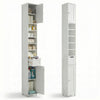 Badezimmerschrank Hoch mit 2 Türen und 1 Schublade, Badschrank Schmal, Badezimmer Hochschrank, 20x20x180cm, Weiss - vuunot.com