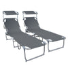 2er Set Sonnenliege mit Dach, 190 x 58 x 27 cm  Grau - vuunot.com