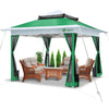Pavillon 3,6x3,6m, Pop Up Partyzelt mit Mesh Sides & Doppeldach Faltpavillon Grün - vuunot.com