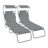 2er Set Sonnenliege Klappbar, Gartenliege Strandliege mit Sonnenschutz und 4-Fach Verstellbarer Rückenlehne, Gris - vuunot.com