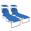 2er Set Sonnenliege mit Dach, 190 x 58 x 27 cm  Blau - vuunot.com