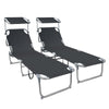 2er Set Sonnenliege mit Dach, 190 x 58 x 27 cm Schwarz - vuunot.com
